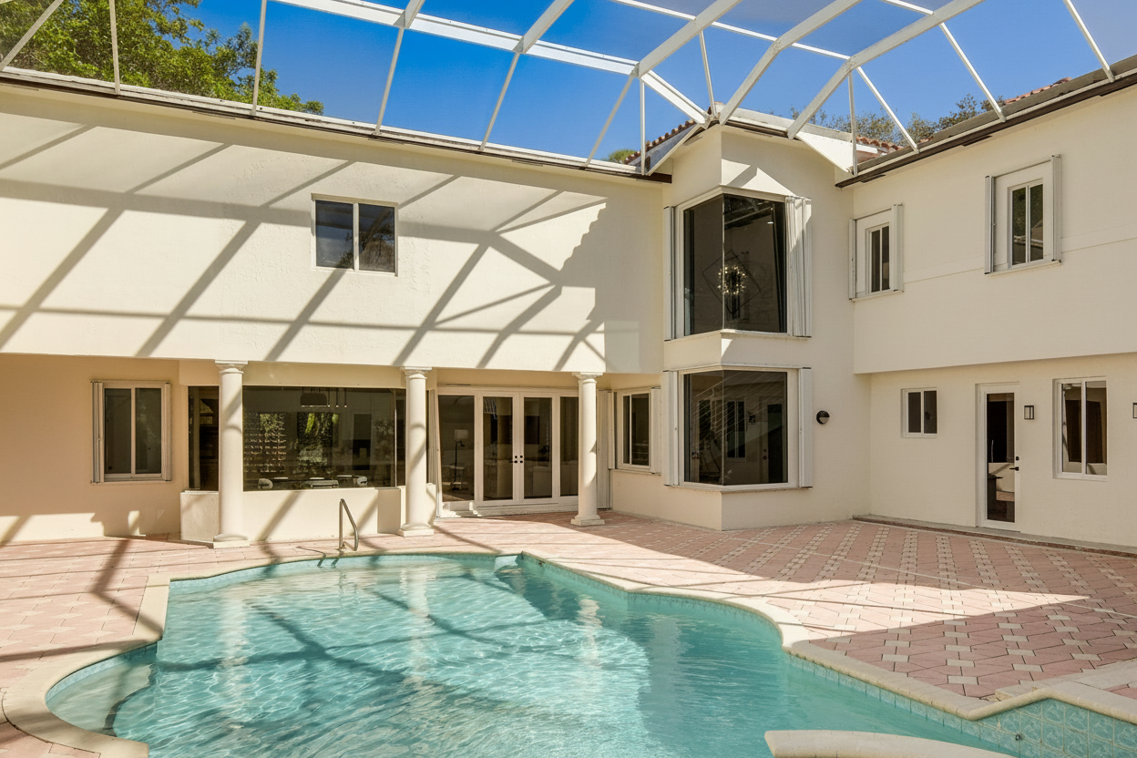Casa Parkland’s actual screened courtyard pool, from its property website